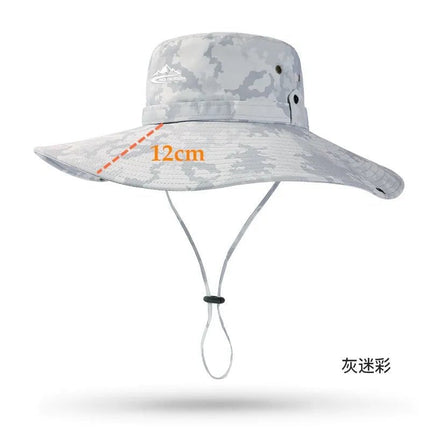Chapeau de pêcheur pour l'été - 12cm gris camouflage - XXL (62 - 63cm) | La boutique du chapeau