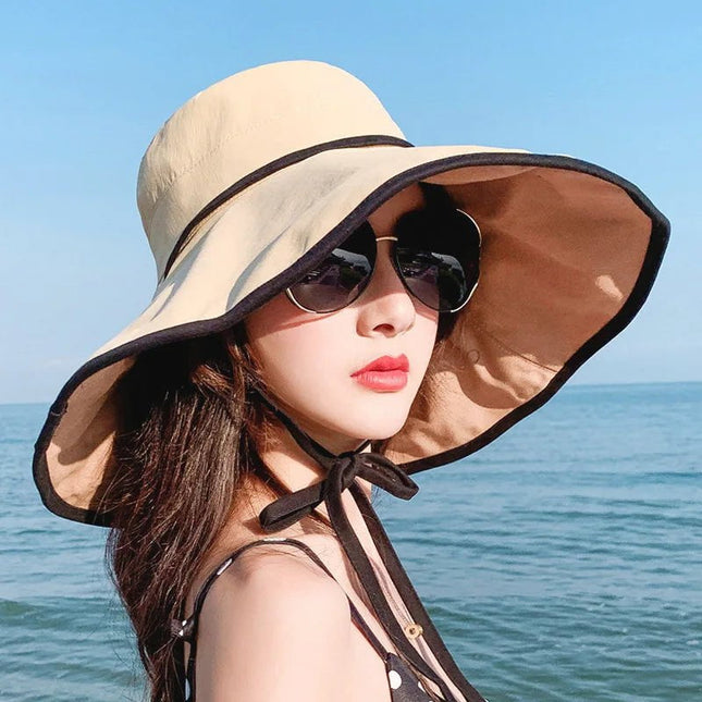Chapeau de plage à grand bord - Khaki - M (56 - 58cm) | La boutique du chapeau