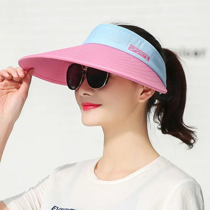 Chapeau de plage à large bord - Rose/bleu - Ajustable (du 54 au 59) | La boutique du chapeau