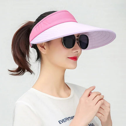 Chapeau de plage à large bord - Rose/blanc - Ajustable (du 54 au 59) | La boutique du chapeau
