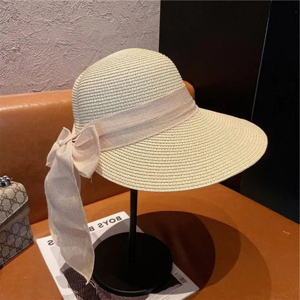 Chapeau de plage avec nœud papillon - Beige - L (58 - 59cm) | La boutique du chapeau