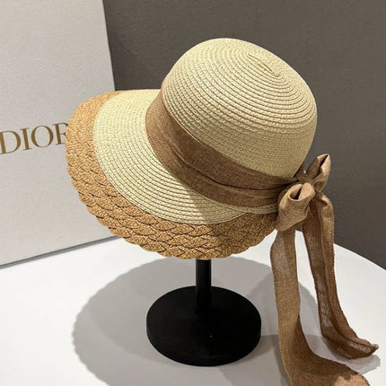 Chapeau de plage avec nœud papillon - Khaki - L (58 - 59cm) | La boutique du chapeau