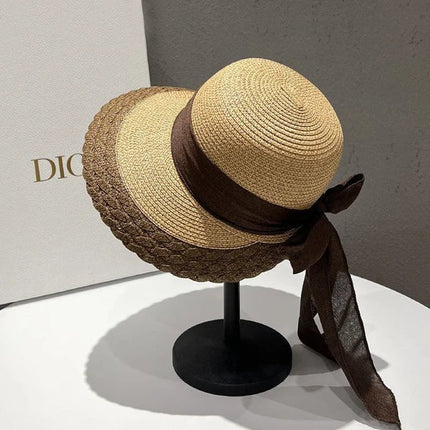 Chapeau de plage avec nœud papillon - Marron - L (58 - 59cm) | La boutique du chapeau
