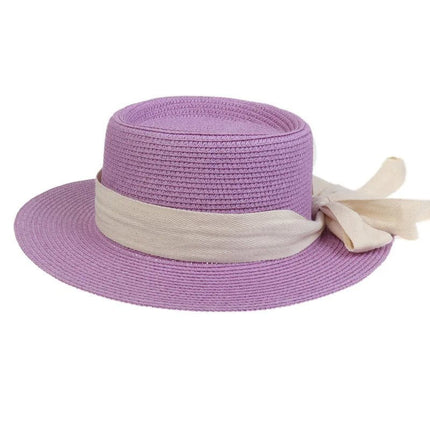 Chapeau de plage avec ruban - Violet - M (56 - 58cm) | La boutique du chapeau