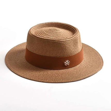 Chapeau de plage avec ruban - Khaki - M (56 - 58cm) | La boutique du chapeau