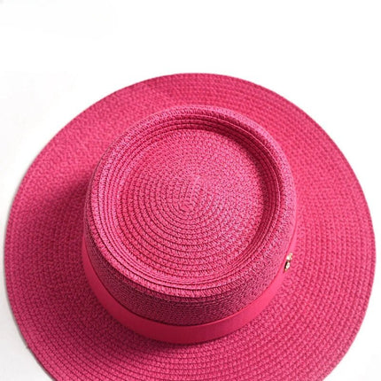 Chapeau de plage avec ruban - Orange - M (56 - 58cm) | La boutique du chapeau