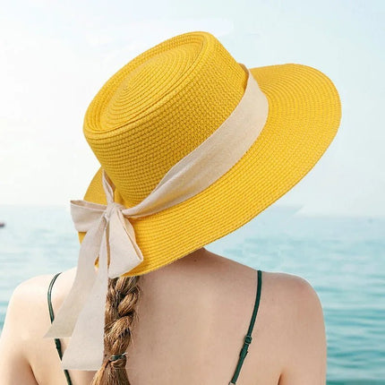 Chapeau de plage avec ruban - Rouge - M (56 - 58cm) | La boutique du chapeau