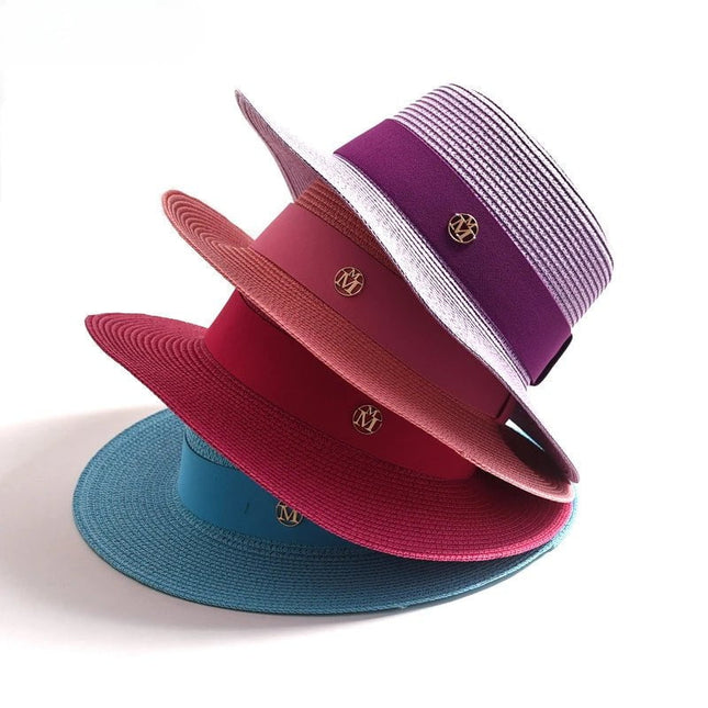 Chapeau de plage avec ruban - Orange - M (56 - 58cm) | La boutique du chapeau