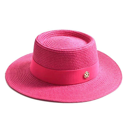 Chapeau de plage avec ruban - Rose - M (56 - 58cm) | La boutique du chapeau