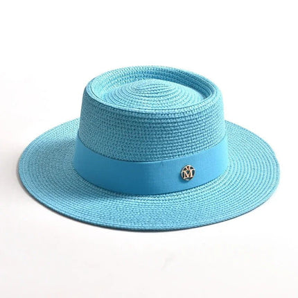 Chapeau de plage avec ruban - Bleu ciel - M (56 - 58cm) | La boutique du chapeau