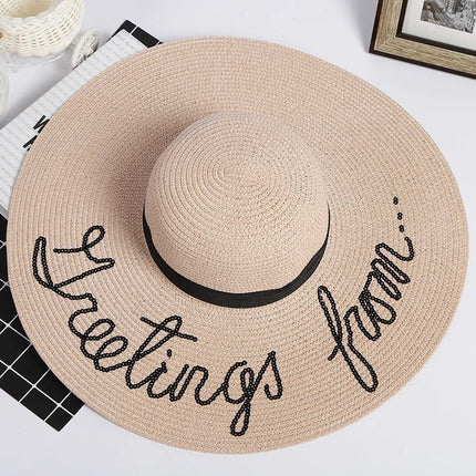 Chapeau de plage brodé - Rose - M (56 - 58cm) | La boutique du chapeau