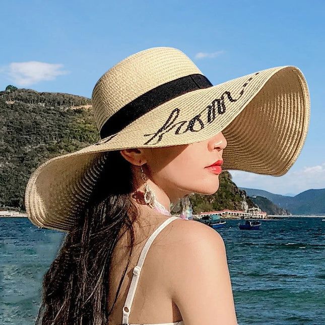 Chapeau de plage brodé - Blanc - M (56 - 58cm) | La boutique du chapeau