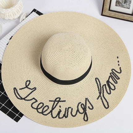 Chapeau de plage brodé - Beige - M (56 - 58cm) | La boutique du chapeau