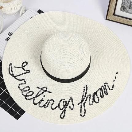 Chapeau de plage brodé - Blanc - M (56 - 58cm) | La boutique du chapeau