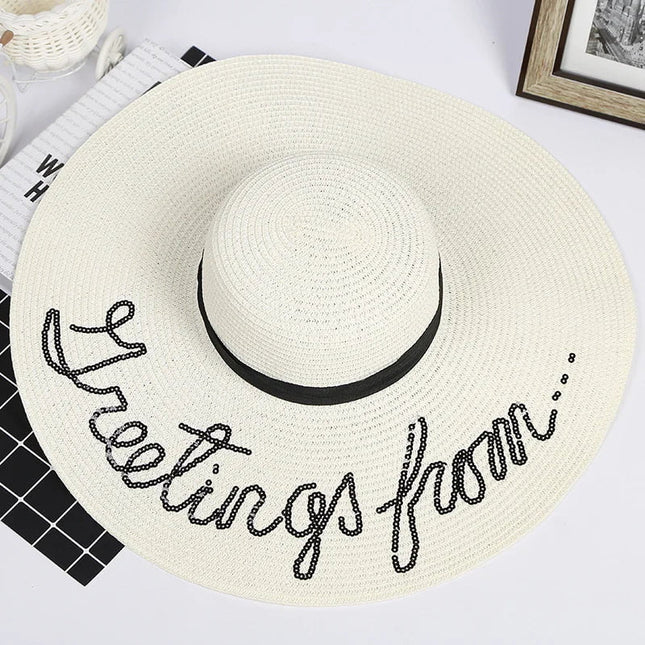 Chapeau de plage brodé - Blanc - M (56 - 58cm) | La boutique du chapeau