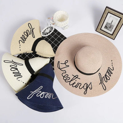 Chapeau de plage brodé - Blanc - M (56 - 58cm) | La boutique du chapeau