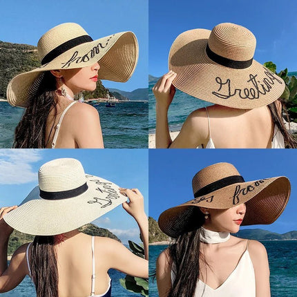 Chapeau de plage brodé - Blanc - M (56 - 58cm) | La boutique du chapeau