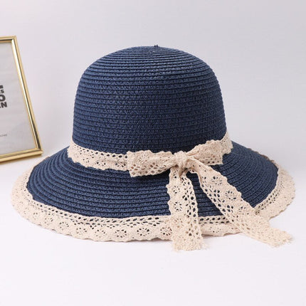 Chapeau de plage en paille - Bleu marine - M (56 - 58cm) | La boutique du chapeau