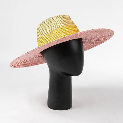 Chapeau de plage en paille - Jaune rose Beige - M (56 - 58cm) | La boutique du chapeau