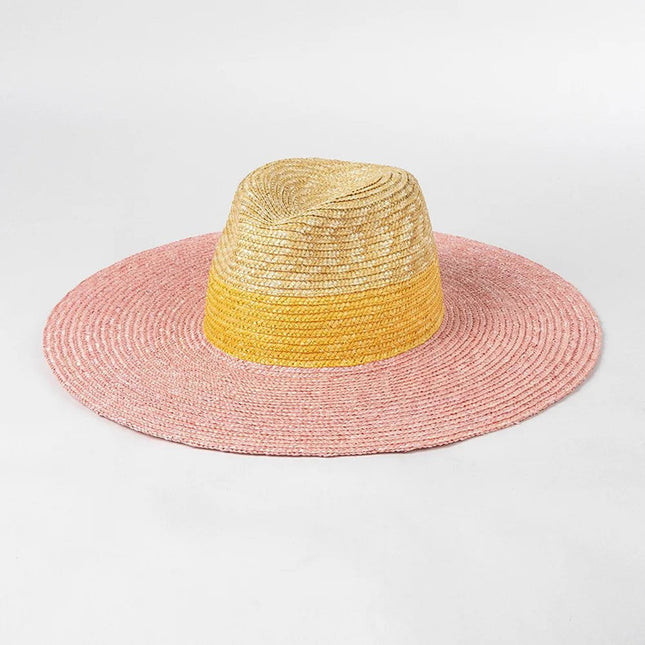 Chapeau de plage en paille - Jaune rose Beige - M (56 - 58cm) | La boutique du chapeau