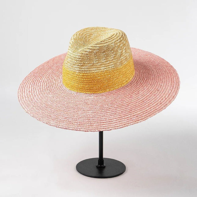 Chapeau de plage en paille - Jaune rose Beige - M (56 - 58cm) | La boutique du chapeau