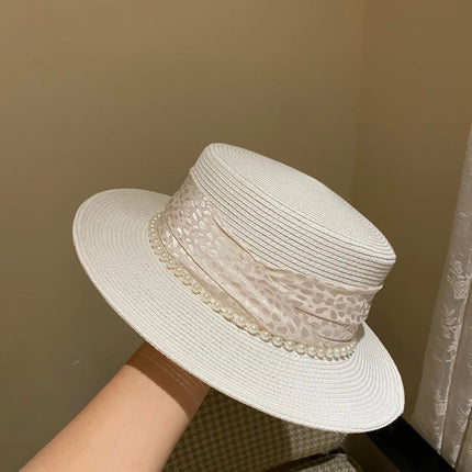 Chapeau de plage en paille large ruban - Blanc - M (56 - 58cm) | La boutique du chapeau