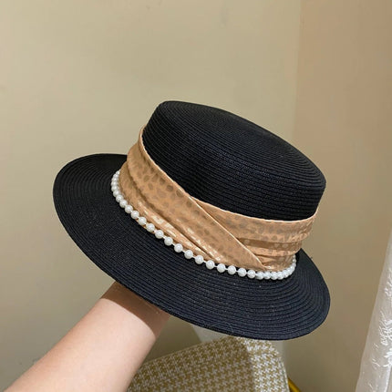 Chapeau de plage en paille large ruban - Beige/marron - M (56 - 58cm) | La boutique du chapeau