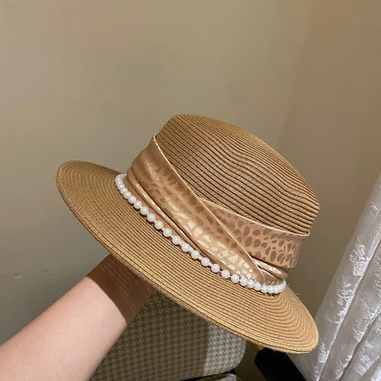 Chapeau de plage en paille large ruban - Beige/marron - M (56 - 58cm) | La boutique du chapeau