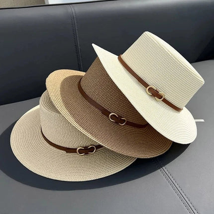 Chapeau de plage en paille simple - Noir - M (56 - 58cm) | La boutique du chapeau