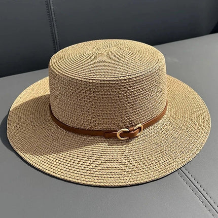 Chapeau de plage en paille simple - Noir - M (56 - 58cm) | La boutique du chapeau