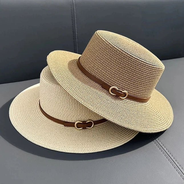Chapeau de plage en paille simple - Noir - M (56 - 58cm) | La boutique du chapeau
