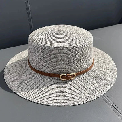 Chapeau de plage en paille simple - Gris - M (56 - 58cm) | La boutique du chapeau