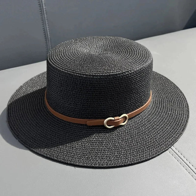 Chapeau de plage en paille simple - Noir - M (56 - 58cm) | La boutique du chapeau