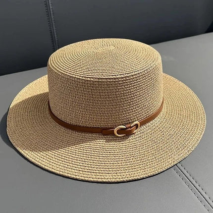 Chapeau de plage en paille simple - Khaki - M (56 - 58cm) | La boutique du chapeau