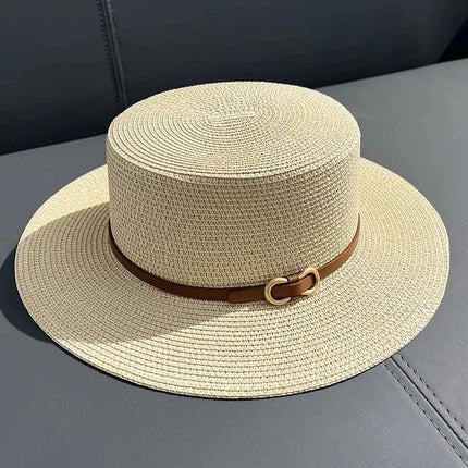 Chapeau de plage en paille simple - Beige - M (56 - 58cm) | La boutique du chapeau