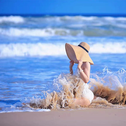 Chapeau de plage pliable - Blanc - M (56 - 58cm) | La boutique du chapeau