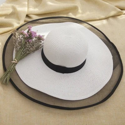 Chapeau de soleil à large bord - Blanc - M (56 - 58cm) | La boutique du chapeau