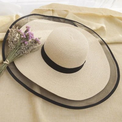 Chapeau de soleil à large bord - Beige - M (56 - 58cm) | La boutique du chapeau