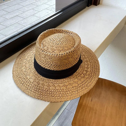 Chapeau de soleil ajouré - Beige/noir - M (56 - 58cm) | La boutique du chapeau