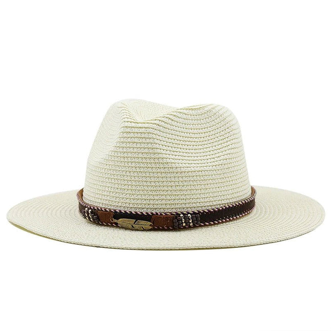 Chapeau de soleil en paille - Beige/blanc - XS (52 - 53cm) | La boutique du chapeau