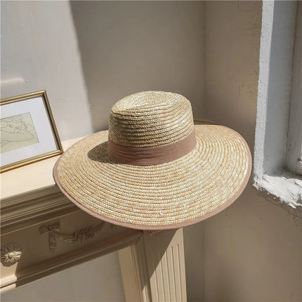 Chapeau de soleil en paille avec sangle - Khaki - M (56 - 58cm) | La boutique du chapeau