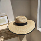 Chapeau de soleil en paille avec sangle - Noir - M (56 - 58cm) | La boutique du chapeau