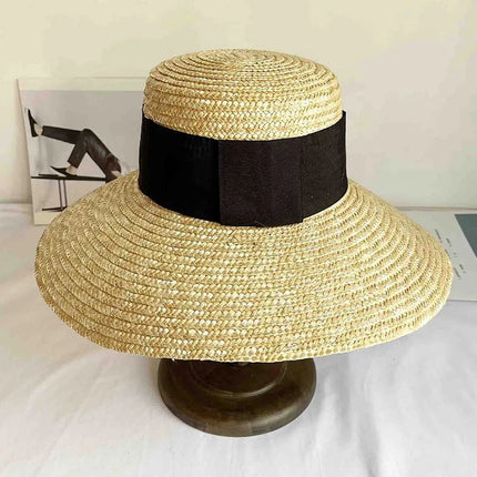 Chapeau de soleil large ruban - Beige - M (56 - 58cm) | La boutique du chapeau