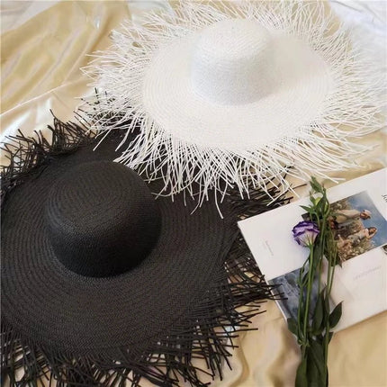 Chapeau de soleil paille - Noir - M (56 - 58cm) | La boutique du chapeau