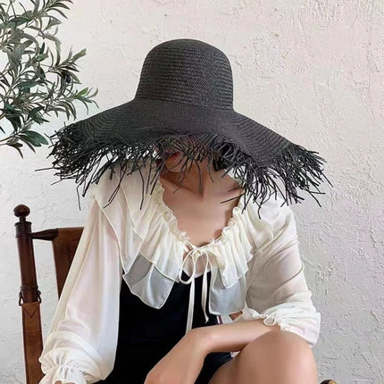 Chapeau de soleil paille - Noir - M (56 - 58cm) | La boutique du chapeau