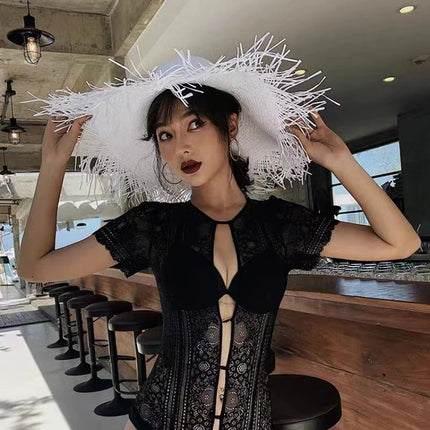 Chapeau de soleil paille - Noir - M (56 - 58cm) | La boutique du chapeau