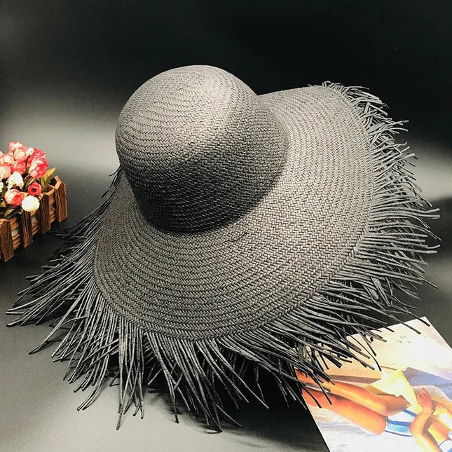 Chapeau de soleil paille - Noir - M (56 - 58cm) | La boutique du chapeau