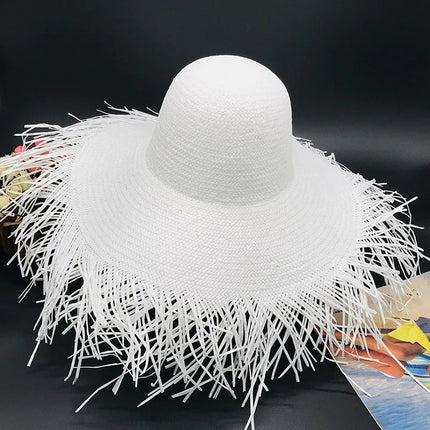 Chapeau de soleil paille - Blanc - M (56 - 58cm) | La boutique du chapeau