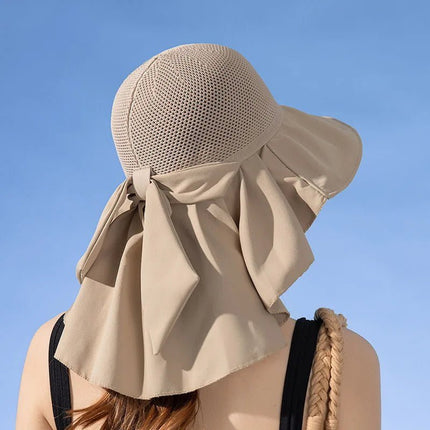 Chapeau d'été avec protection du cou - Beige - M (56 - 58cm) | La boutique du chapeau