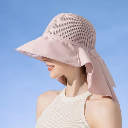 Chapeau d'été avec protection du cou - Rose - M (56 - 58cm) | La boutique du chapeau